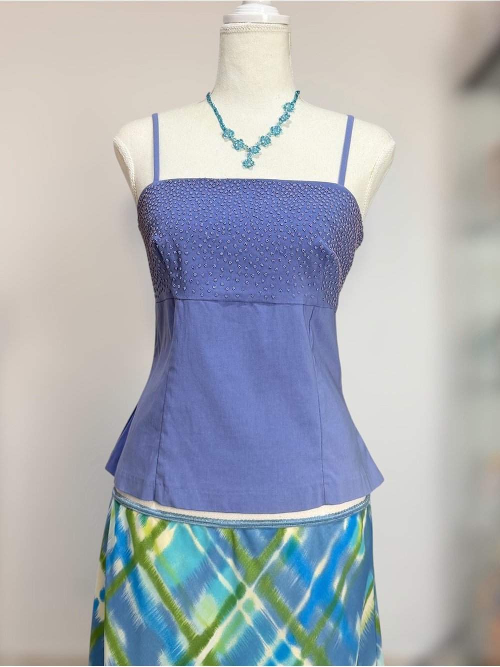 Vintage 90s Sleeveless Beaded Lavender Camisole Top